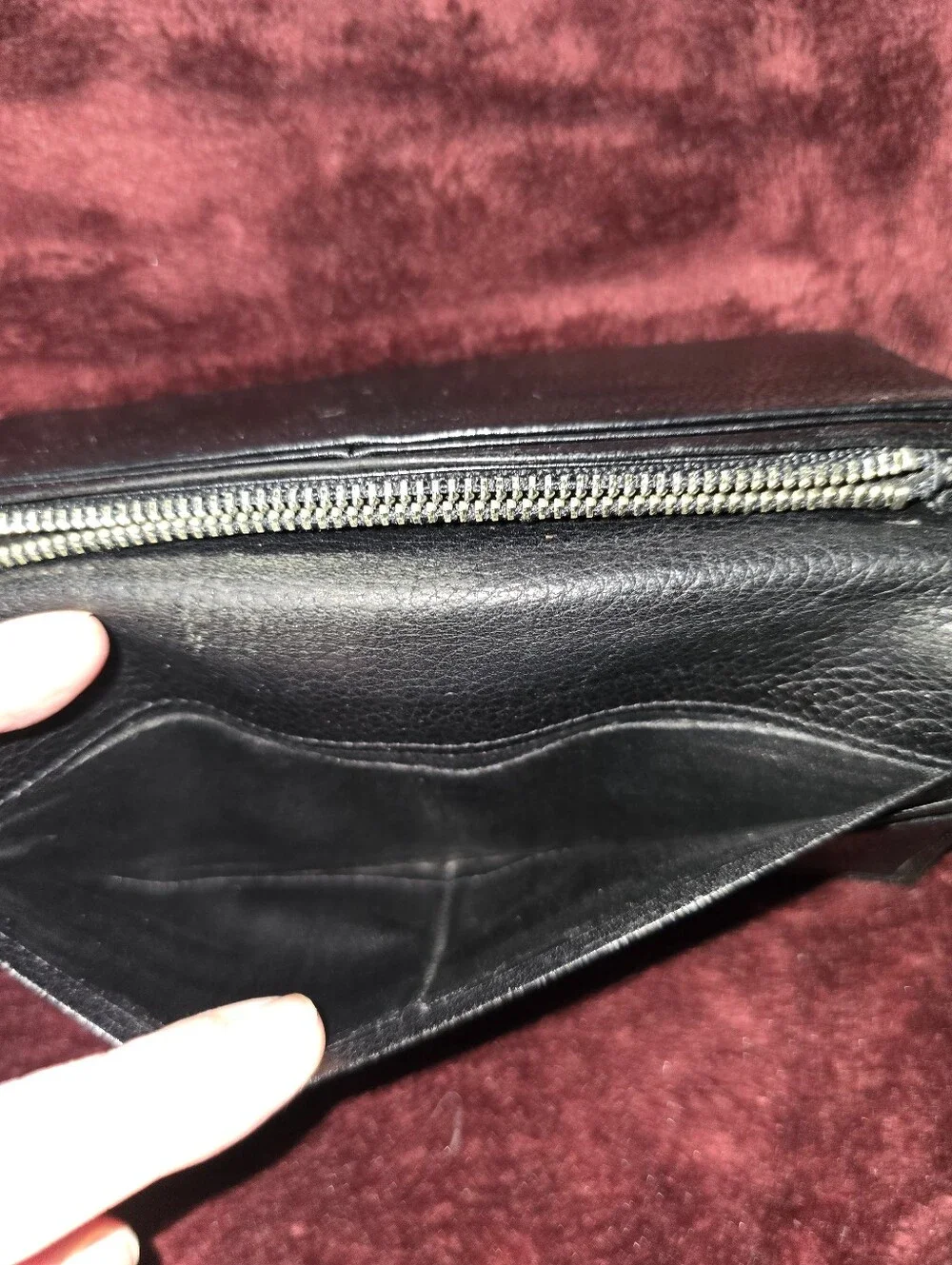Burberry Black Leather Long Bifold Wallet EUC
